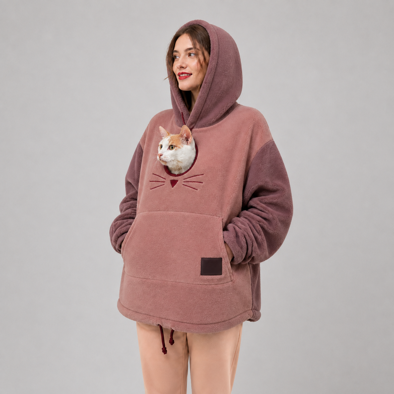 Cat Tote Carrier Hoodie with a cat in the pouch